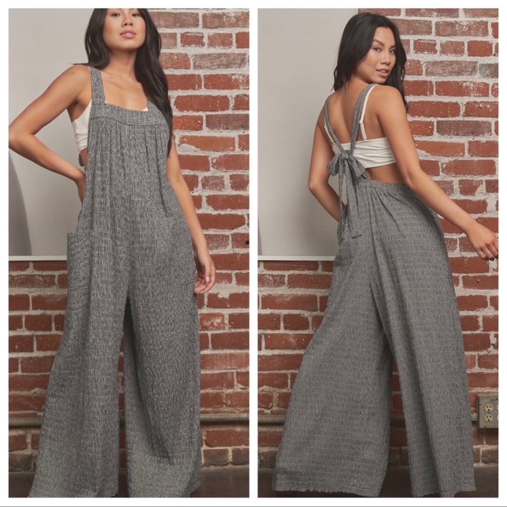 22 Boho Fabulous Plaid Wide-Leg Jumpsuit - Picture 5 of 5